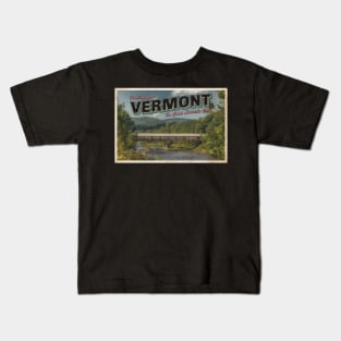 Greetings from Vermont - Vintage Travel Postcard Design Kids T-Shirt